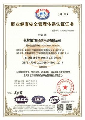 職業(yè)健康安全管理體系認(rèn)證書